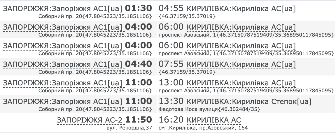 Как добраться до Кирилловки на автобусе из Запорожья. Расписание